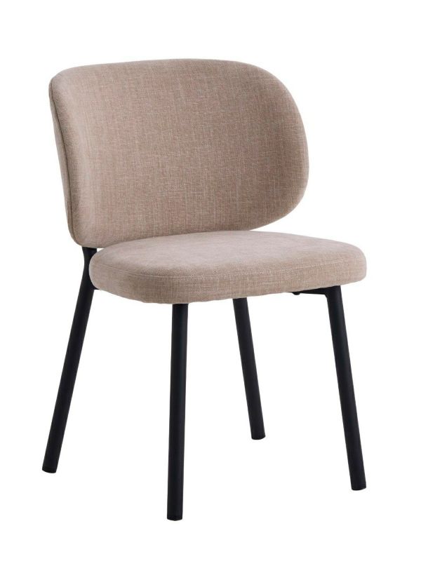 Krzesło tapicerowane Naws UNIQUE FURNITURE A/S beżowe nowoczesne do jadalni na czarnych metalowych nogach 1 szt.