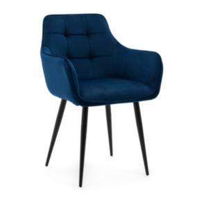 Krzesło tapicerowane New Home GALLO granatowe pikowane welurowe bluvel z podłokietnikami 1 szt.