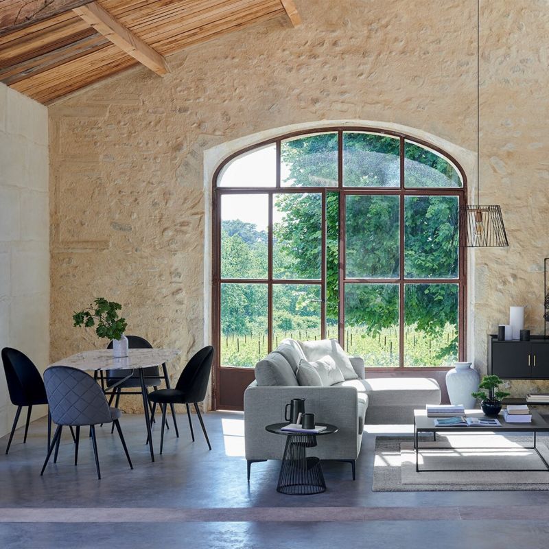 Krzesło tapicerowane Slano ATMOSPHERA czarne nowoczesne do jadalni i salonu z oparciem 1 szt.