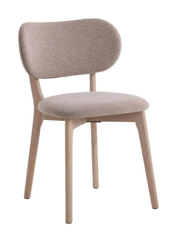 Krzesło tapicerowane Stilo UNIQUE FURNITURE A/S do jadalni beżowe na dębowych nogach 1 szt.