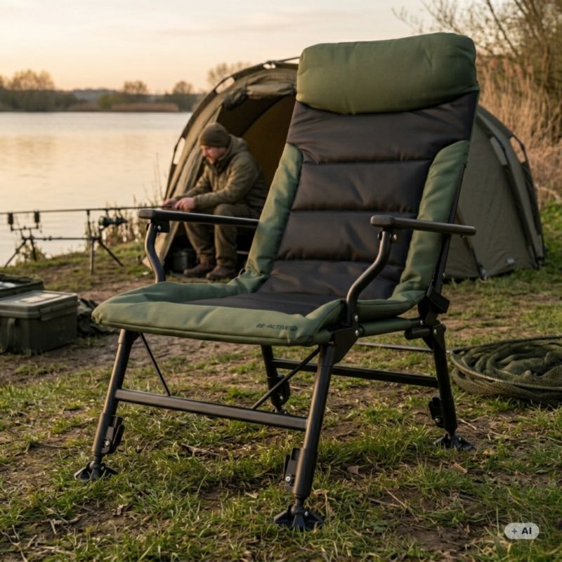 Krzesło wędkarskie Be-active.pl składany i regulowany fotel turystyczny na ryby i camping  zielony 1 szt