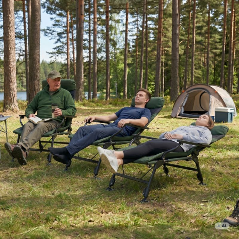 Krzesło wędkarskie Be-active.pl składany i regulowany fotel turystyczny na ryby i camping  zielony 1 szt
