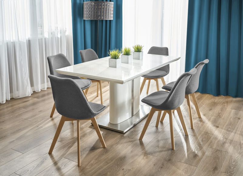 Krzesło welurowe JUMI tapicerowane szare do salonu jadalni wygodne eleganckie 1 szt.