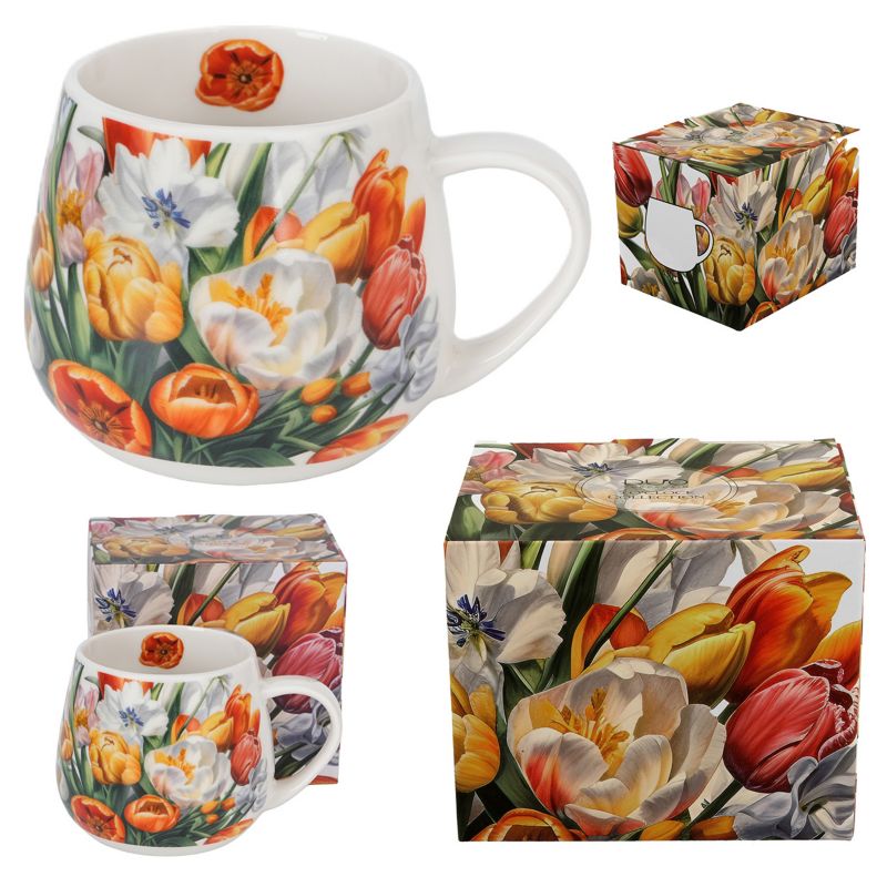 Kubek Baryłka Tulipany DUO porcelanowy w kwiaty 430 ml 1 szt.