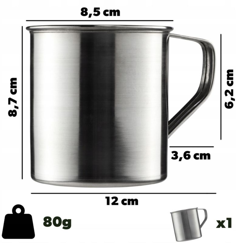 Kubek KADAX Stalowy 400ml Do Herbaty Turystyczny Srebrny 1szt.