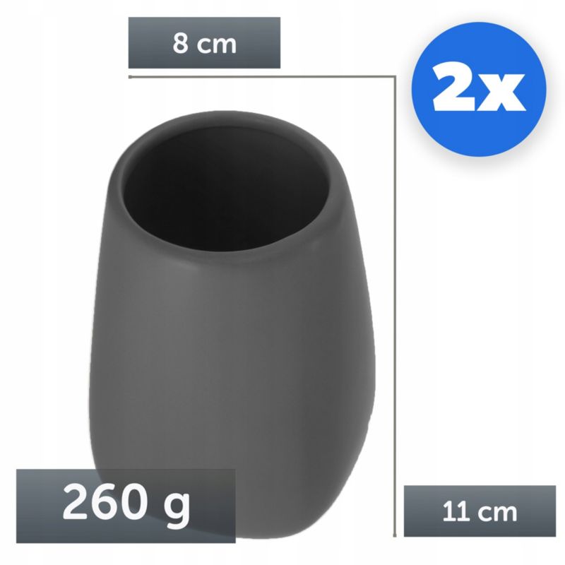 Kubek Na Szczoteczki KADAX 2x Kubek Pojemnik szary 2 szt.