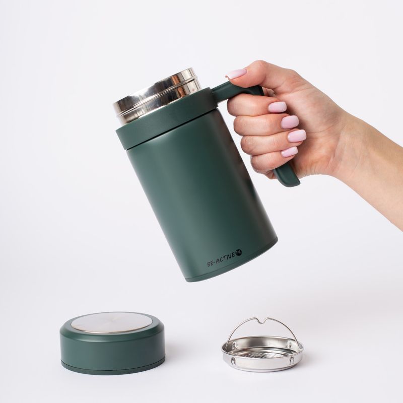 Kubek termiczny Be-active.pl na kawę herbatę zielony 450 ml 1szt