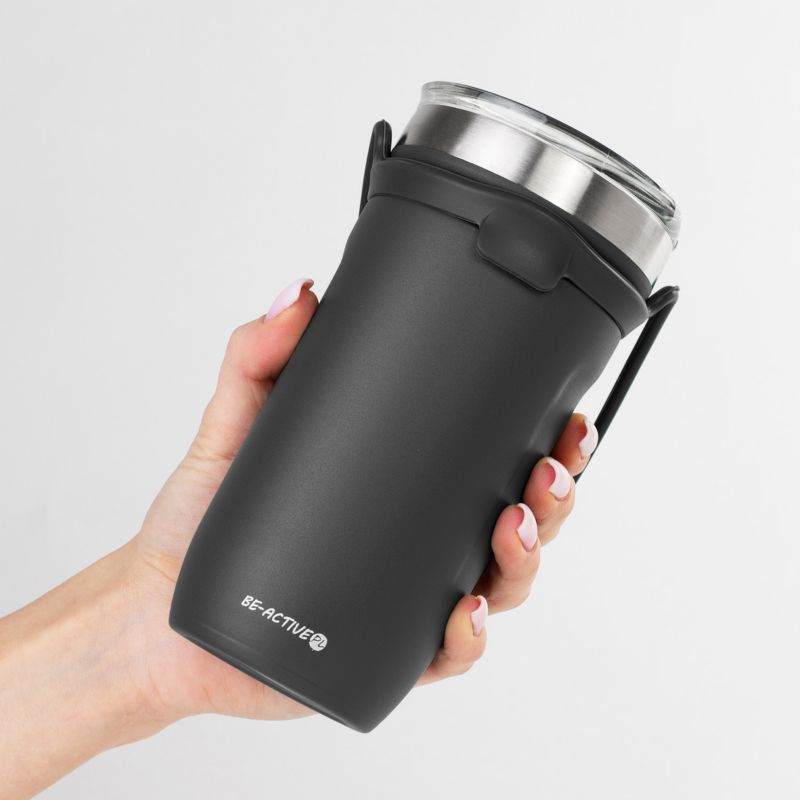 Kubek termiczny Be-active.pl termos na herbatę kawę szary 550ml 1szt