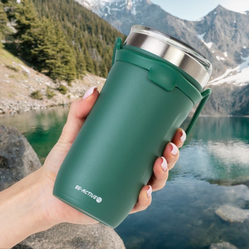 Kubek termiczny Be-active.pl termos na herbatę kawę zielony 550ml 1szt