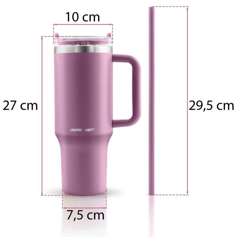Kubek termiczny Berdsen termos ze słomką 1180ml stal nierdzewna na kawę herbatę 1szt.