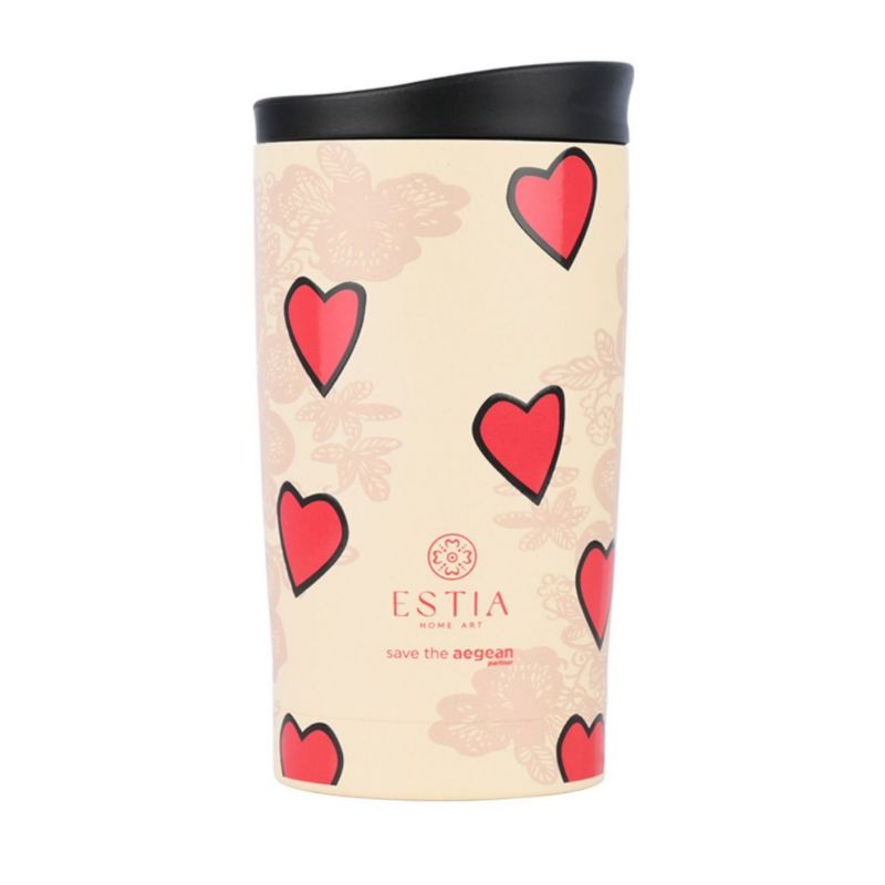 Kubek termiczny Tender Lace Estia stal nierdzewna kremowy w serca 350 ml 1 szt.
