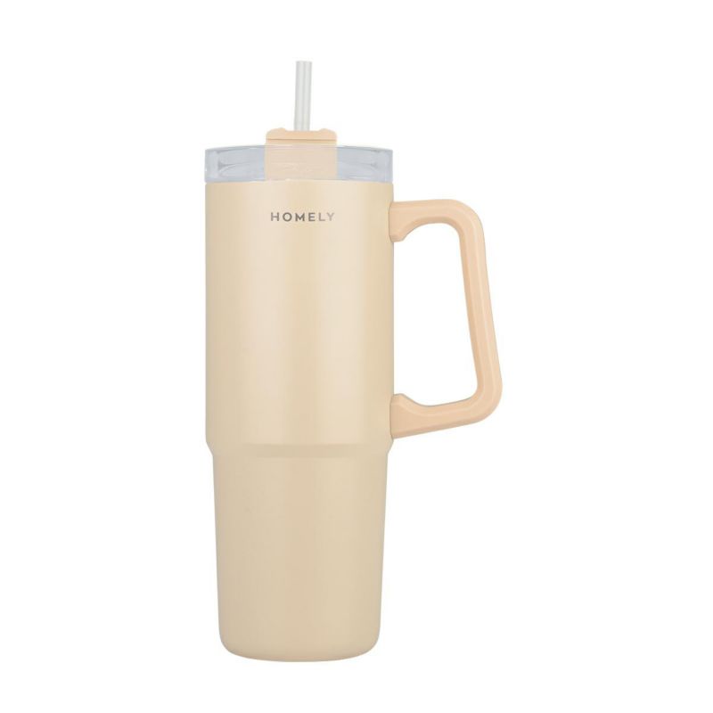 Kubek termiczny ze słomką Estia 900 ml beż 1 szt.