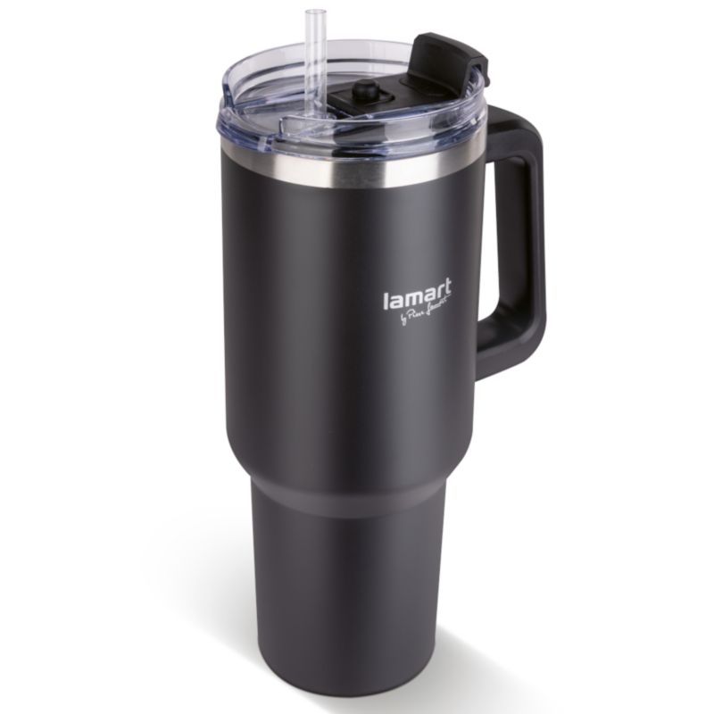 Kubek Termiczny Ze Słomką Lamart LT4091 Czarny 900 ml Stal Nierdzewna 1szt
