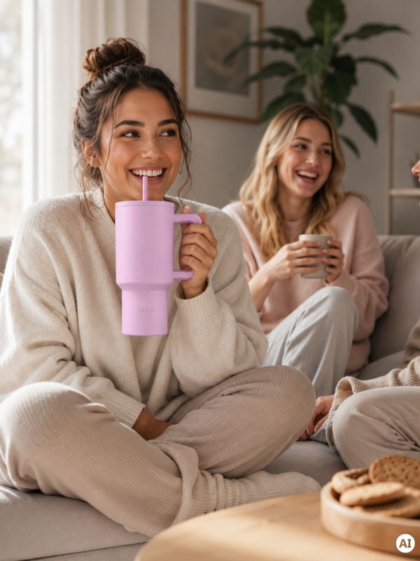 Kubek termiczny ze słomką lavender estia stal nierdzewna fioletowy 900 ml 1 szt.