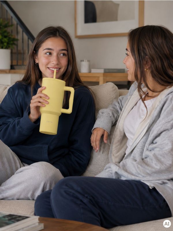 Kubek termiczny ze słomką sunbeam estia stal nierdzewna żółty 900 ml 1 szt.