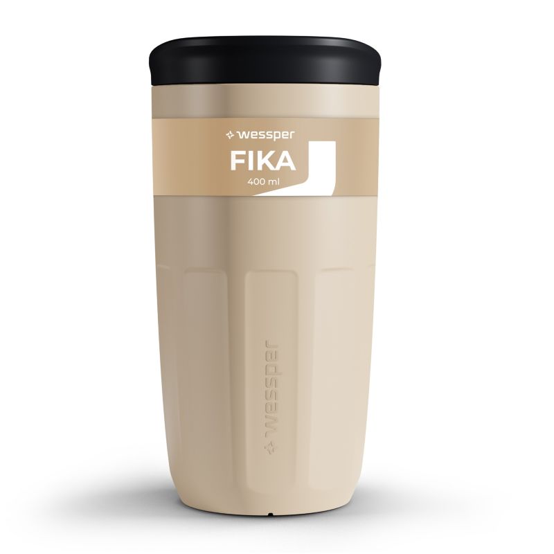 Kubek wielorazowy, Wessper B3 FIKA, do kawy, herbaty, na wynos, 400ml, beżowy, 1szt.
