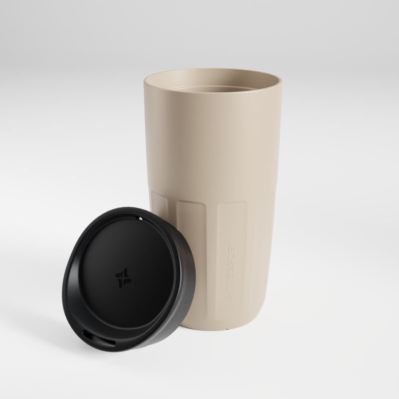 Kubek wielorazowy, Wessper B3 FIKA, do kawy, herbaty, na wynos, 400ml, beżowy, 1szt.