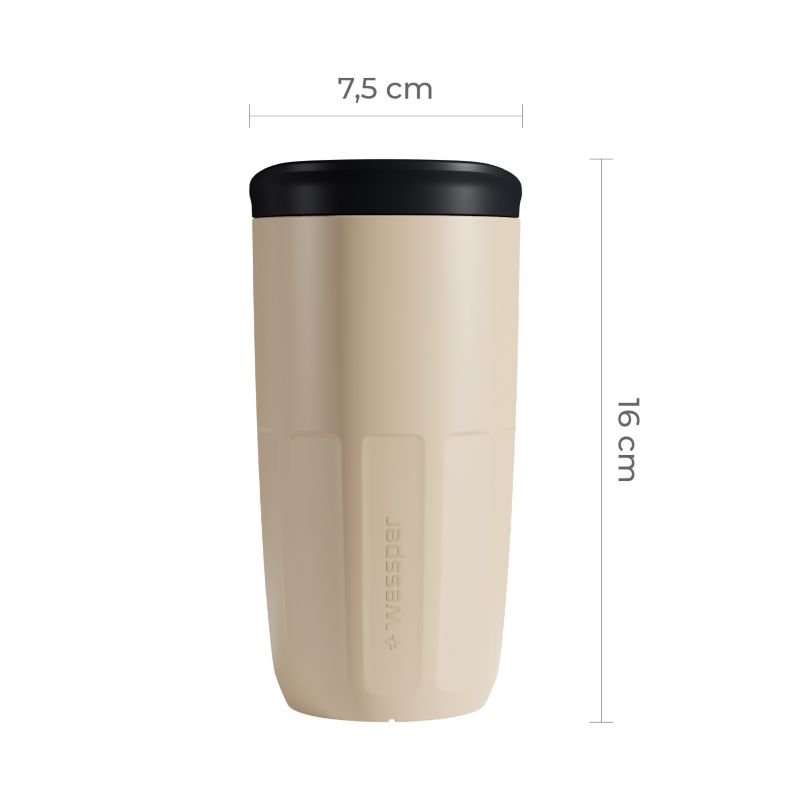 Kubek wielorazowy, Wessper B3 FIKA, do kawy, herbaty, na wynos, 400ml, beżowy, 1szt.