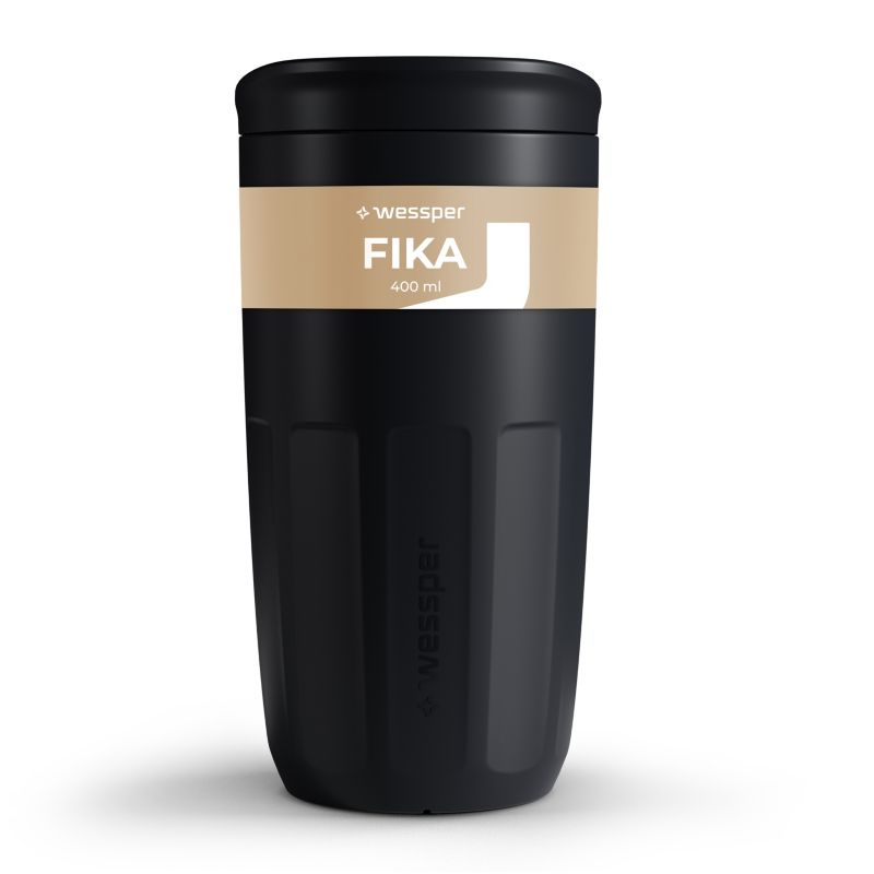 Kubek wielorazowy, Wessper B3 FIKA, do kawy, herbaty, na wynos, 400ml, czarny, 1szt.
