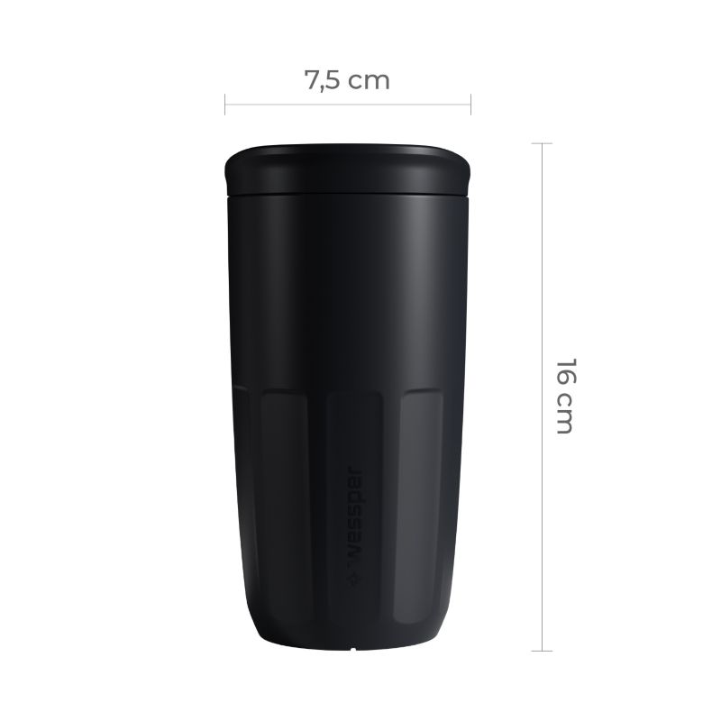 Kubek wielorazowy, Wessper B3 FIKA, do kawy, herbaty, na wynos, 400ml, czarny, 1szt.