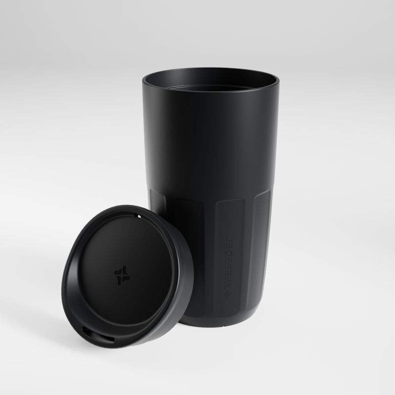 Kubek wielorazowy, Wessper B3 FIKA, do kawy, herbaty, na wynos, 400ml, czarny, 1szt.