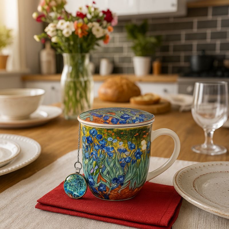 Kubek Z Zaparzaczem I Pokrywką Duo Porcelanowy Wzór Wielobarwny 400 Ml 1 Szt.