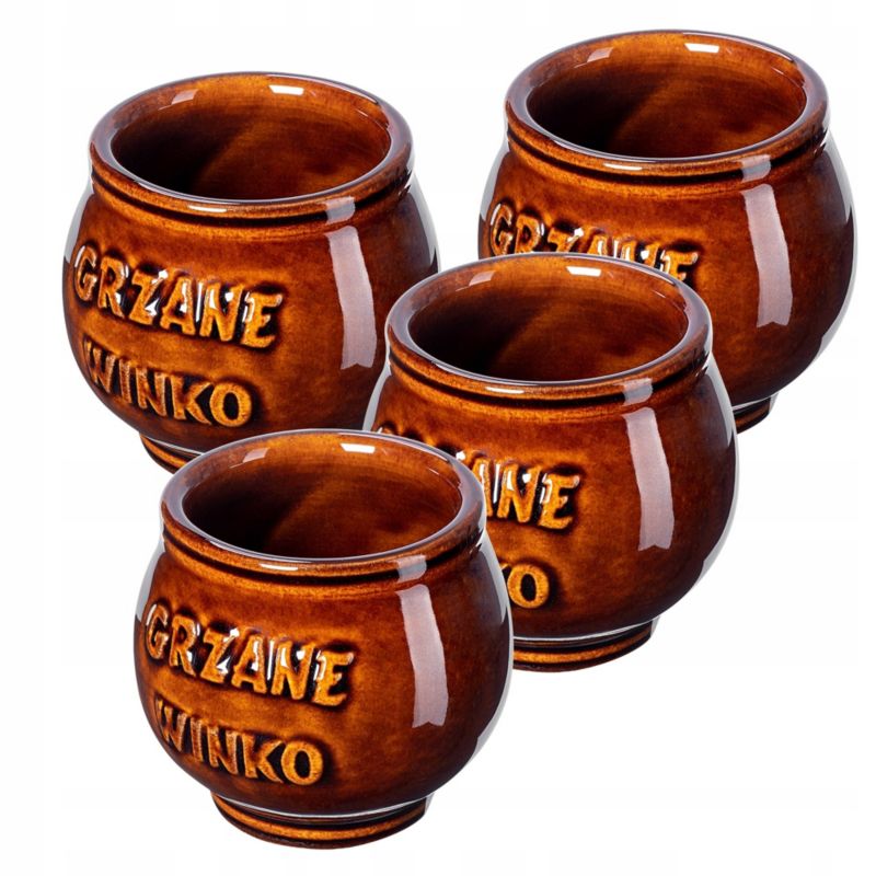 Kubki KADAX Do Grzańca Wina Kubek 300ml Zestaw Brązowy 4 szt.