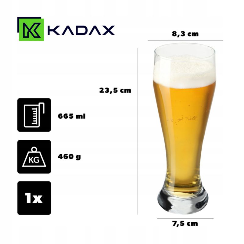 Kufel Do Piwa KADAX Grube Szkło 665 ml 1szt.