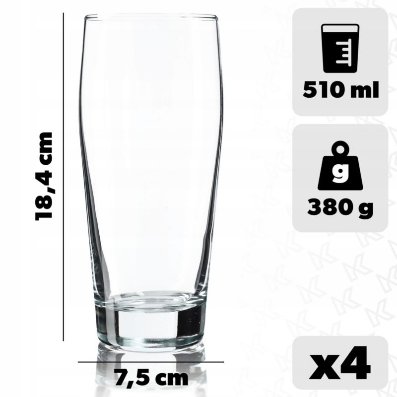 Kufle Do Piwa KADAX Szklanka Wysoka 510ml 4szt