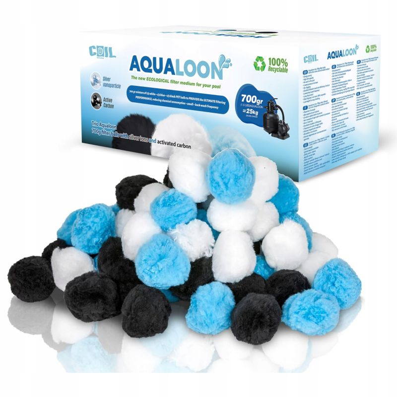 Kulki filtracyjne do basenu pomp piaskowych Coil 700g Aquallon Jony Srebra Węgiel 1szt