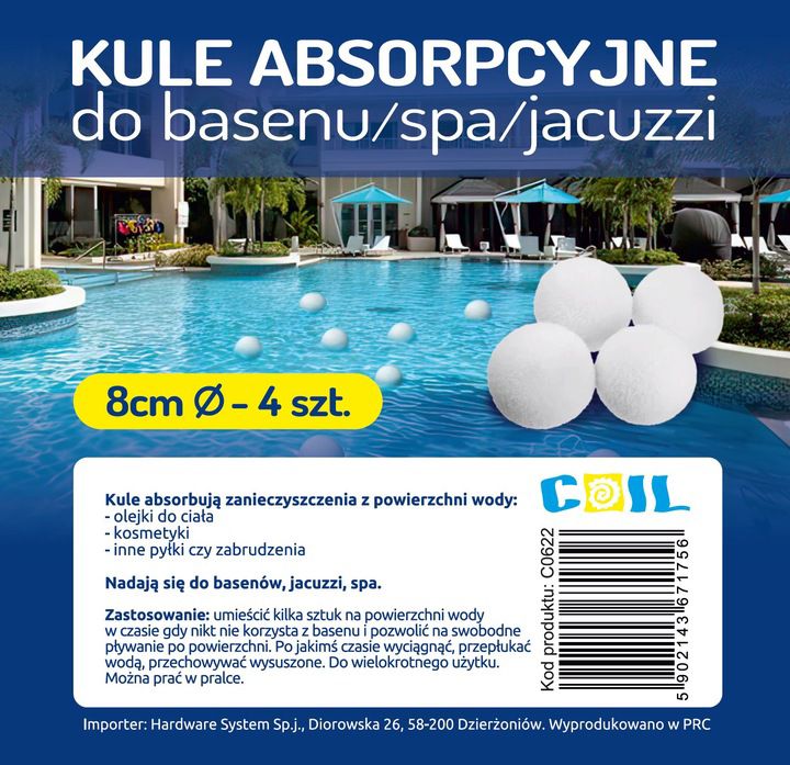 Kulki filtracyjne do basenu spa jacuzzi kule Coil absorpcyjne 8cm 4szt