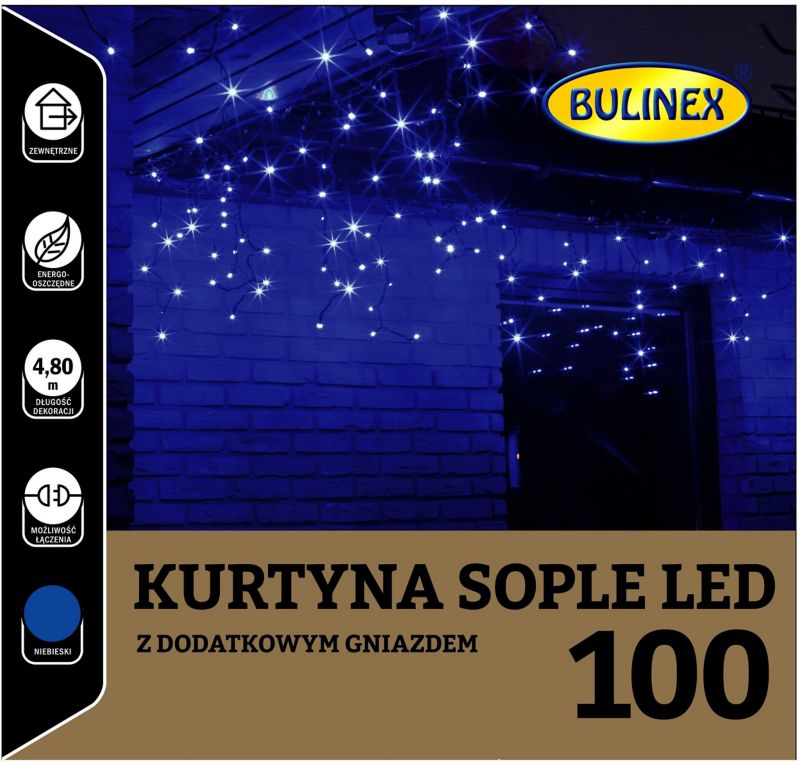 Kurtyna zewnętrzna Bulinex sople 100 LED 230 V 4,8 m niebieska