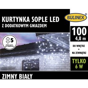 Kurtyna zewnętrzna Bulinex sople 100 LED 4,8 m biała