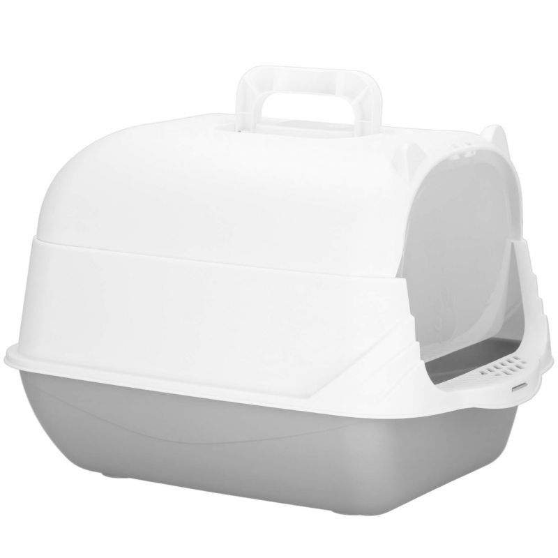 Kuweta dla kota Springos zamknięta z łopatką 49x36x35 cm szaro-biała 1 szt.