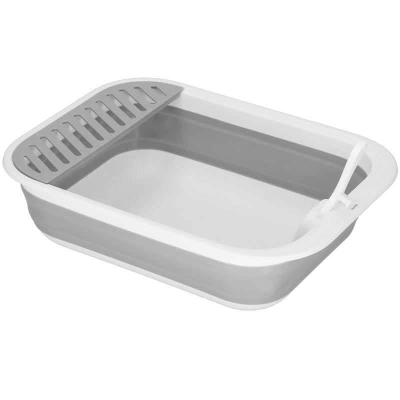 Kuweta składana dla kota z łopatką i nadstawką Springos 45x34x12 cm szaro-biała 1 szt.
