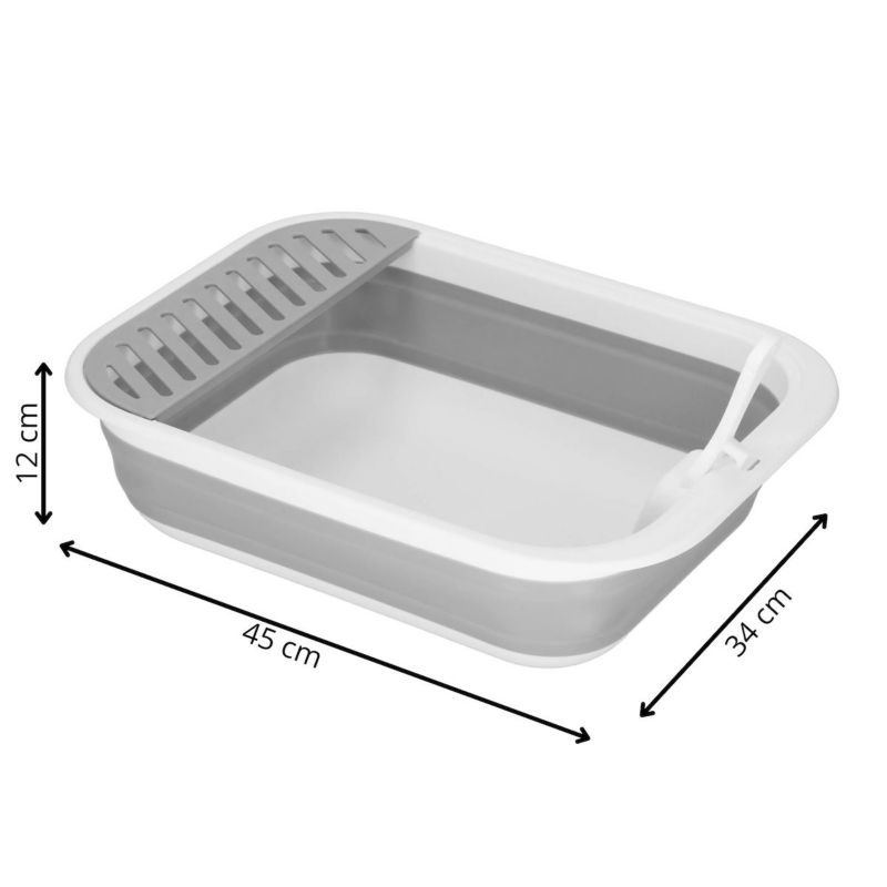 Kuweta składana dla kota z łopatką i nadstawką Springos 45x34x12 cm szaro-biała 1 szt.