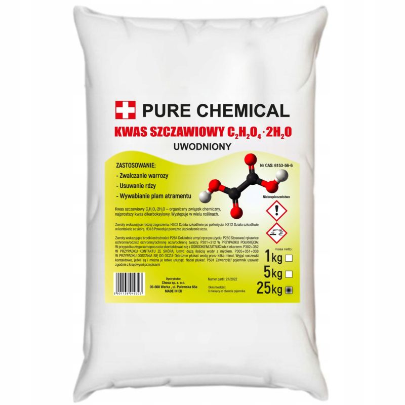 Kwas szczawiowy Pure Chemical do zastosowań przemysłowych 25kg 1 szt.