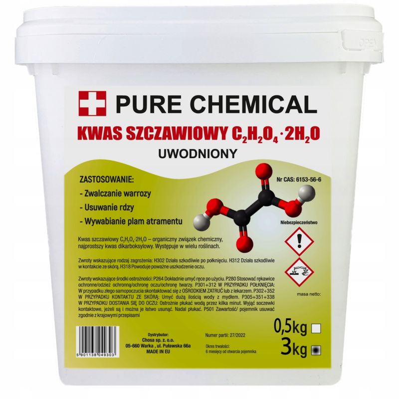 Kwas szczawiowy Pure Chemical do zastosowań przemysłowych 3kg 1 szt.