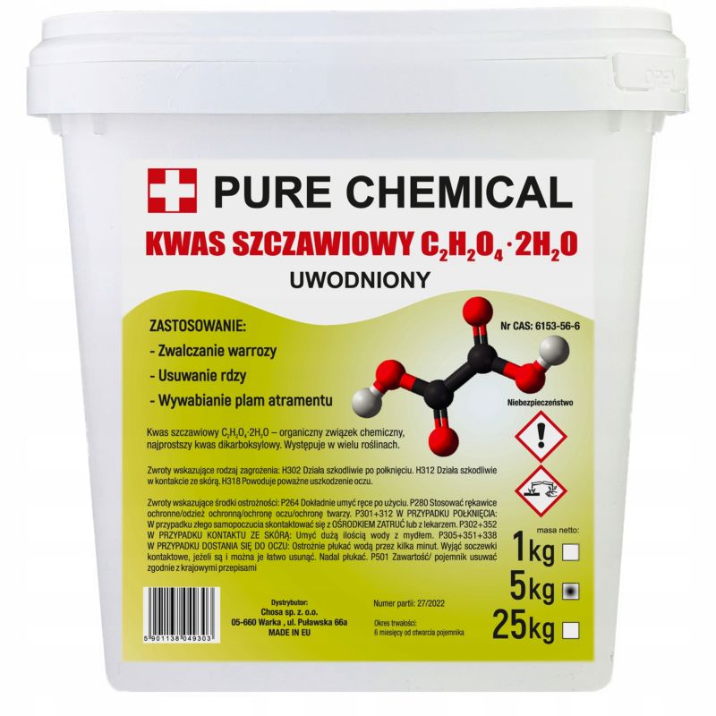 Kwas szczawiowy Pure Chemical do zastosowań przemysłowych 5kg 1 szt.