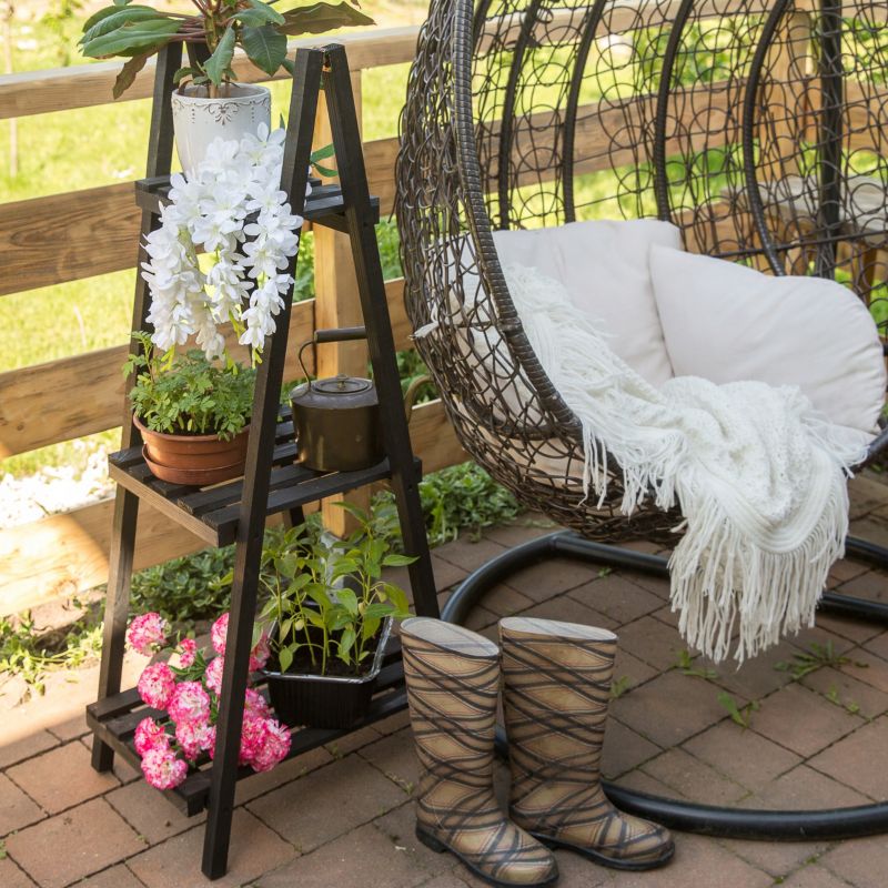 Kwietnik drewniany Eco Deco 114 cm wysokość 3 półki brązowy impregnowany 1 szt.