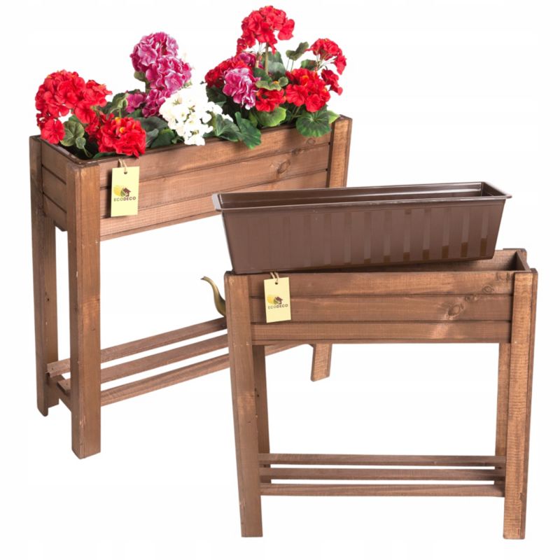 Kwietnik drewniany Eco Deco 61 cm wysokość drewno świerkowe impregnowany z wkładem plastikowym polska produkcja 1 szt.