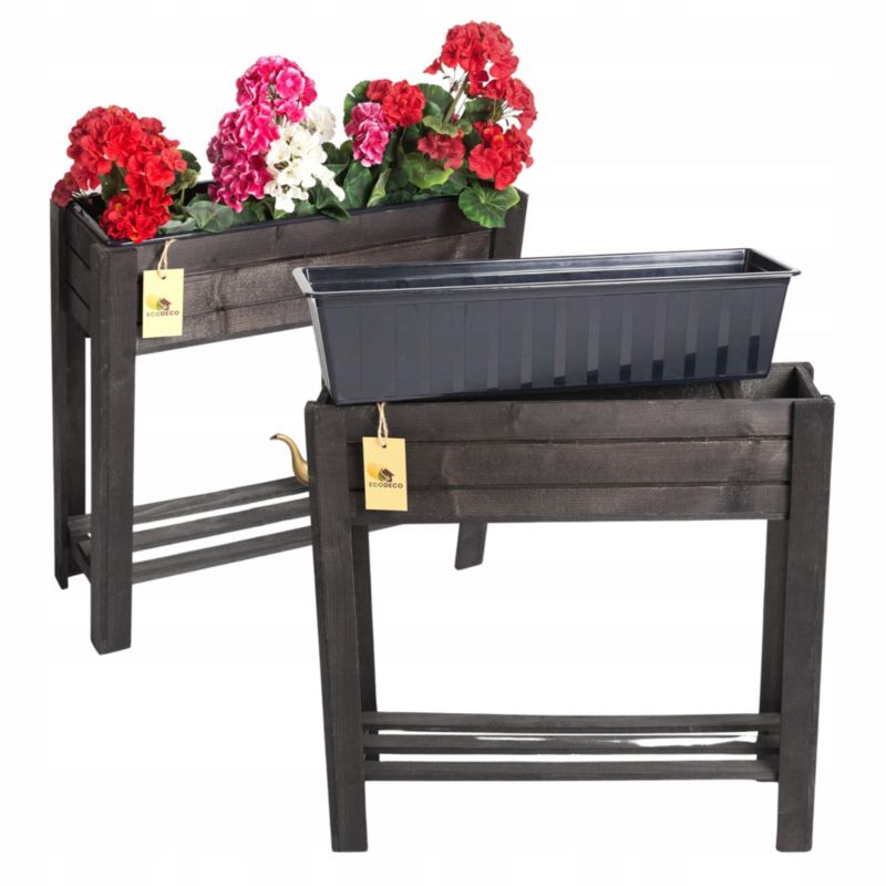 Kwietnik drewniany Eco Deco 61 cm wysokość impregnowany drewno świerkowe z wkładem plastikowym 1 szt.