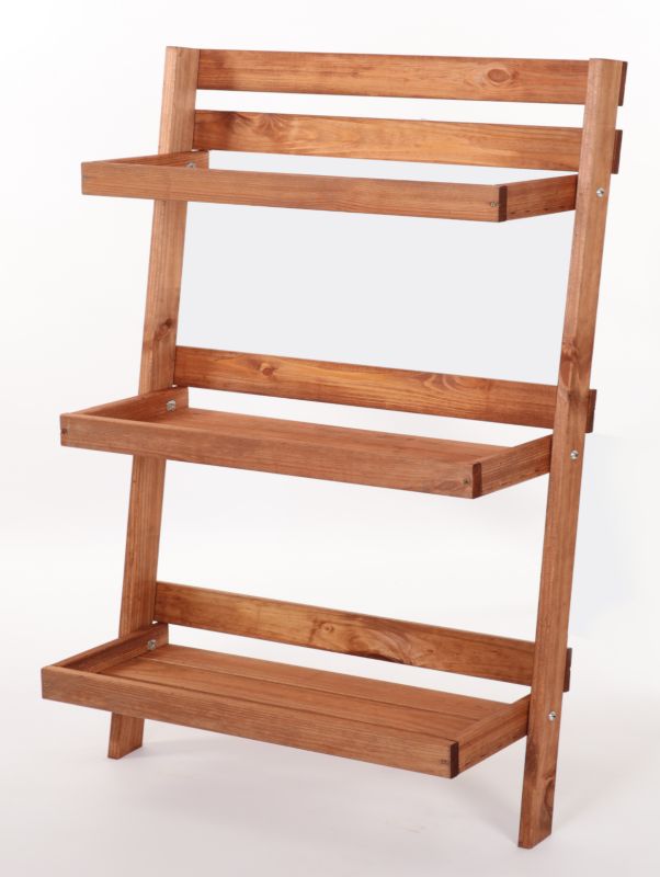 Kwietnik drewniany MODO24 3-poziomowy opierany o ścianę 115x77x23 cm impregnowany brązowy eko 1 szt.