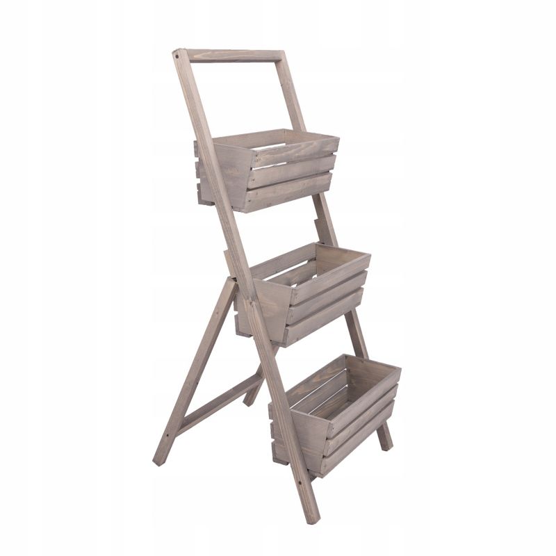 Kwietnik stojący Eco Deco 110 cm drewniany szary 3 rzędy 1 szt.