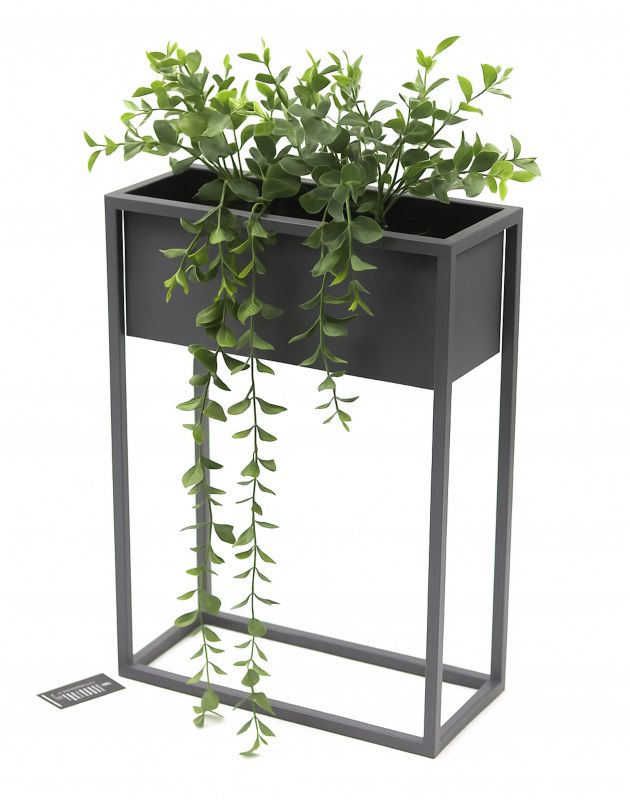 Kwietnik stojący JAKPOL Cubo Loft  60x40 cm metalowy szary 1 szt.
