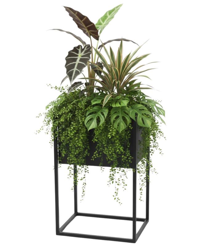 Kwietnik stojący JAKPOL Cubo Loft 60x40x30 cm metalowy czarny 1 szt.