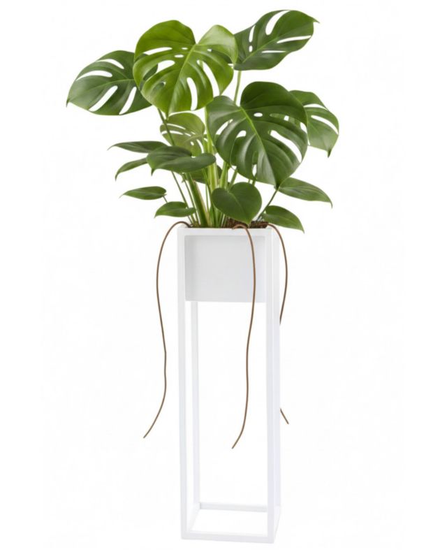 Kwietnik stojący JAKPOL Cubo Loft 70 cm metalowy biały 1 szt.