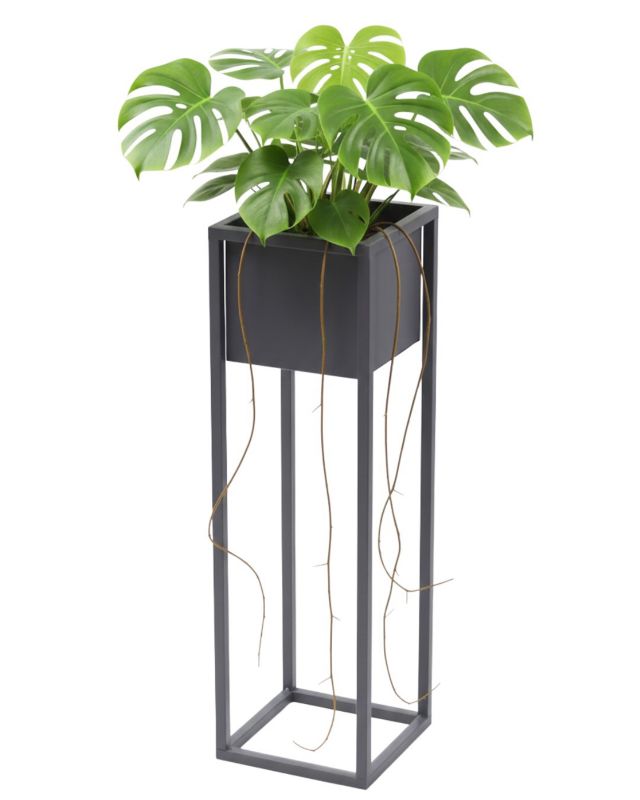 Kwietnik stojący JAKPOL Cubo Loft 70 cm metalowy szary 1 szt.