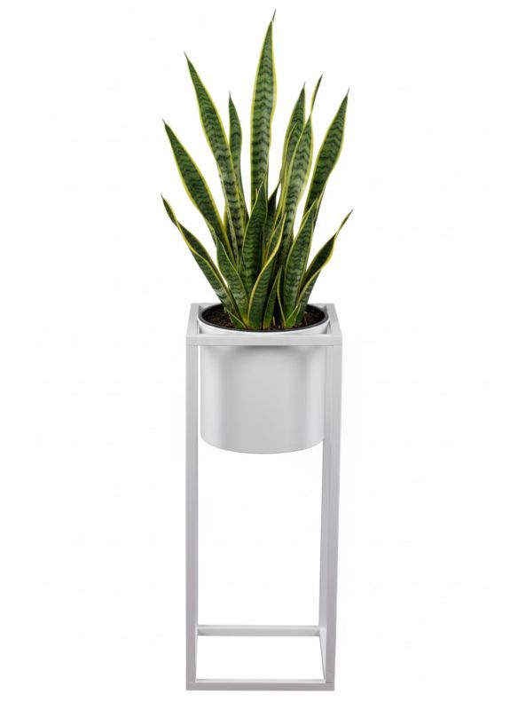 Kwietnik stojący JAKPOL Ugo Loft 60cm metalowy biały 1 szt.