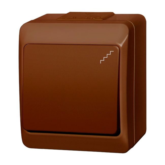 Łącznik schodowy pojedynczy Elektro-Plast Hermes natynkowy brązowy
